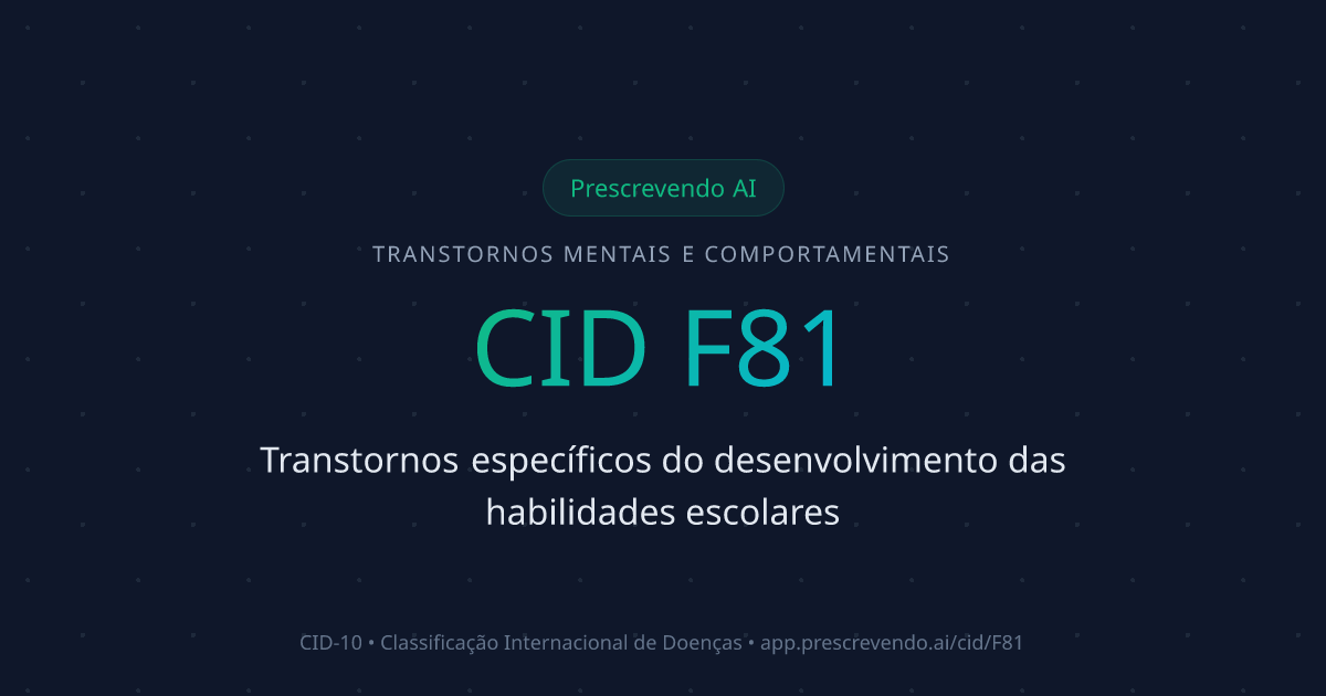 CID F81 - Transtornos específicos do desenvolvimento das habilidades ...