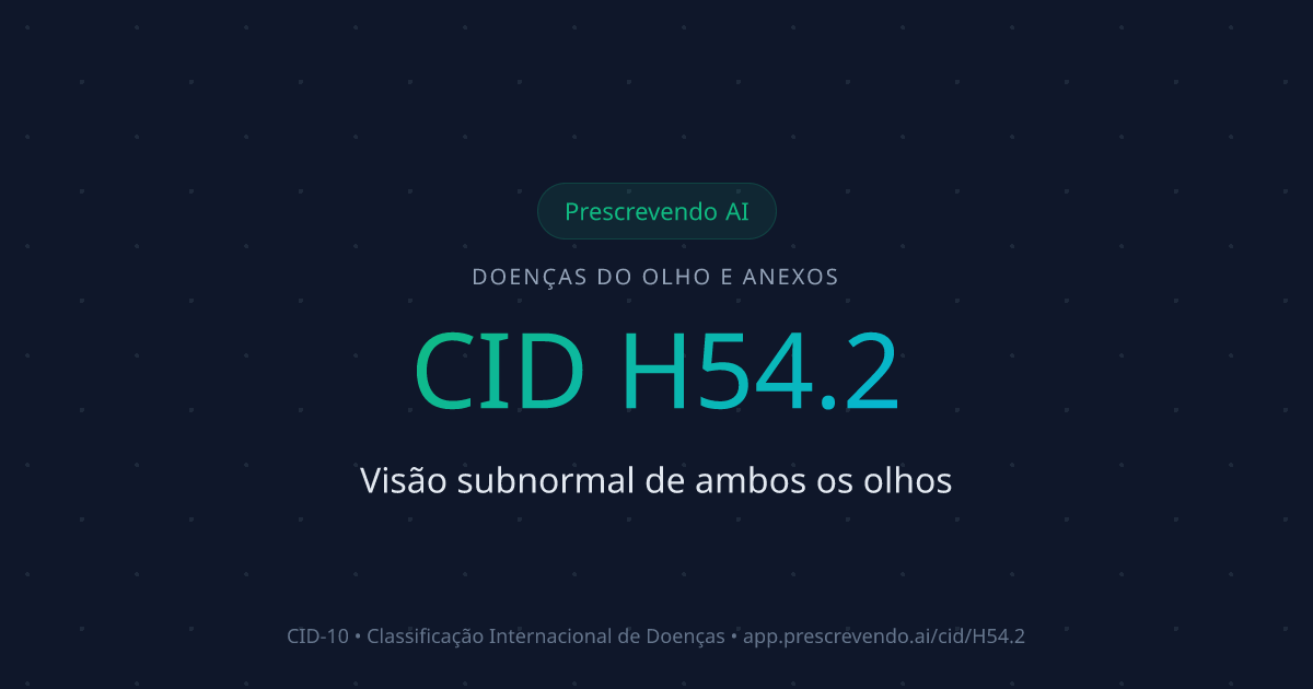 CID H54.2 - Visão subnormal de ambos os olhos | CID-10 | Prescrevendo AI