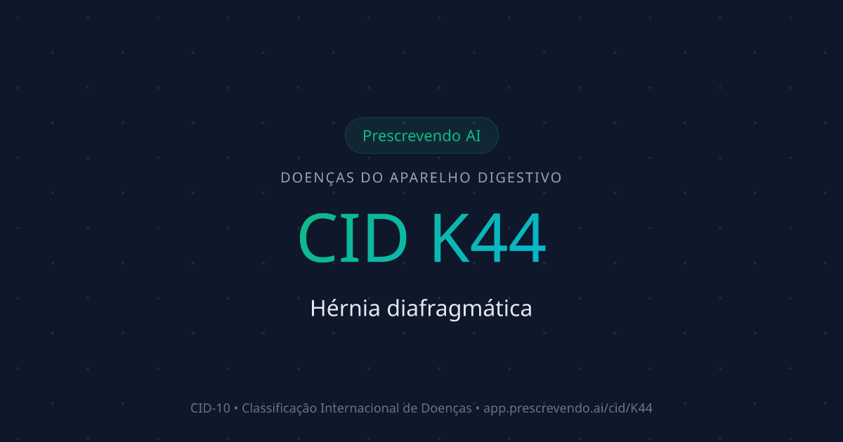 CID K44 - Hérnia diafragmática | CID-10 | Prescrevendo AI