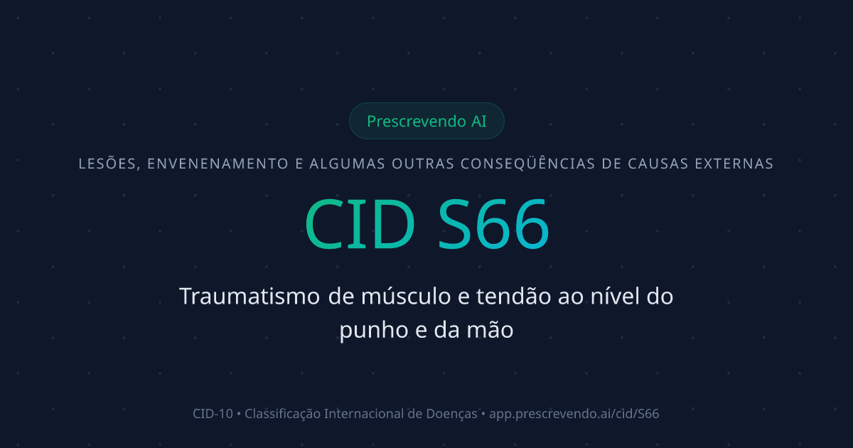 CID S66 - Traumatismo de músculo e tendão ao nível do punho e da mão ...