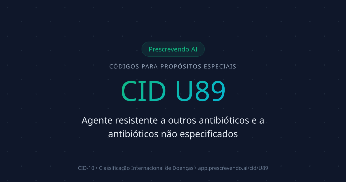 CID U89 - Agente resistente a outros antibióticos e a antibióticos não ...